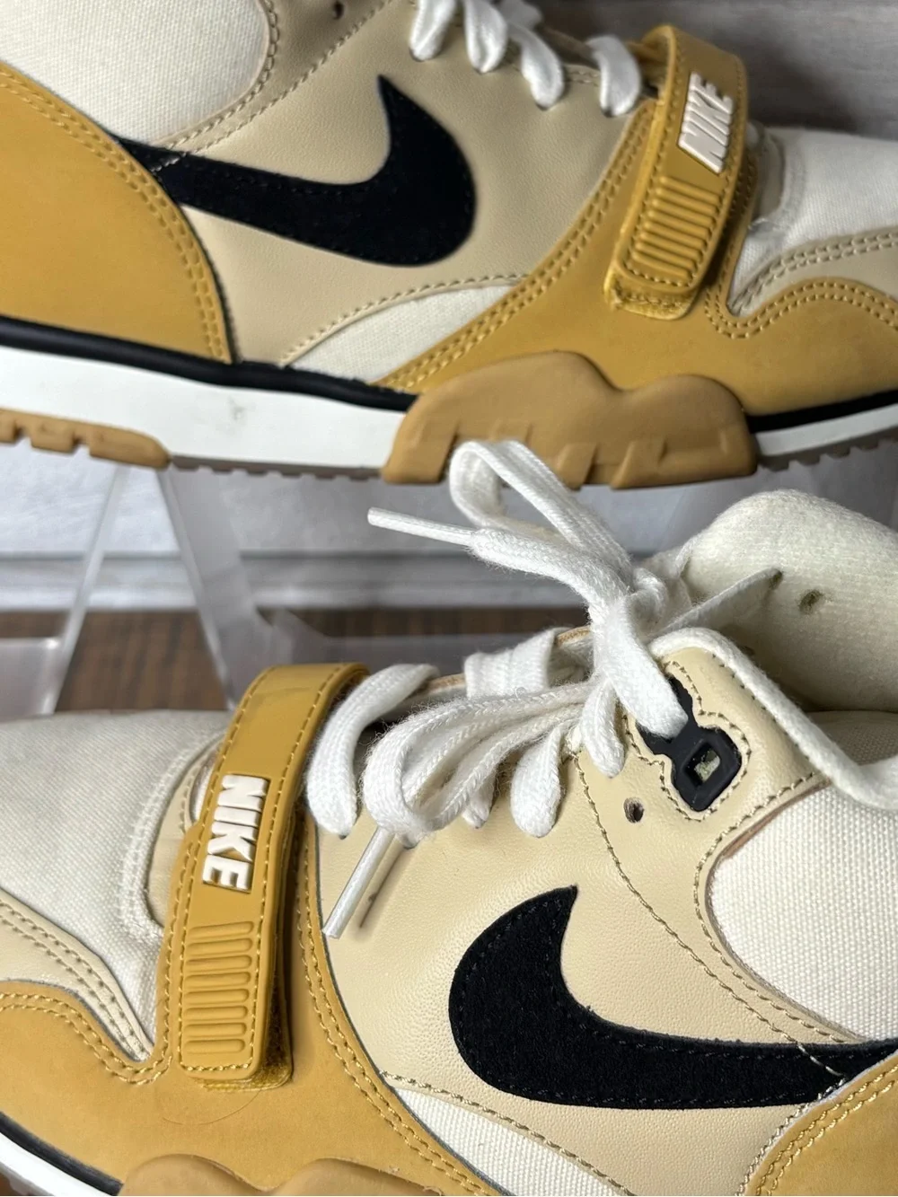 Nike Air Trainer 1 Coconut Milk Team Gold Suede Mid Sneakers DV7201-100 Size 5